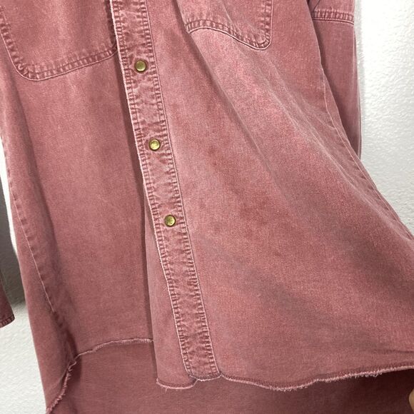 Wrangler Shirt Mens 15.5-35 Medium Pink red Denim Western Snap Long Sleeve - Picture 15 of 16